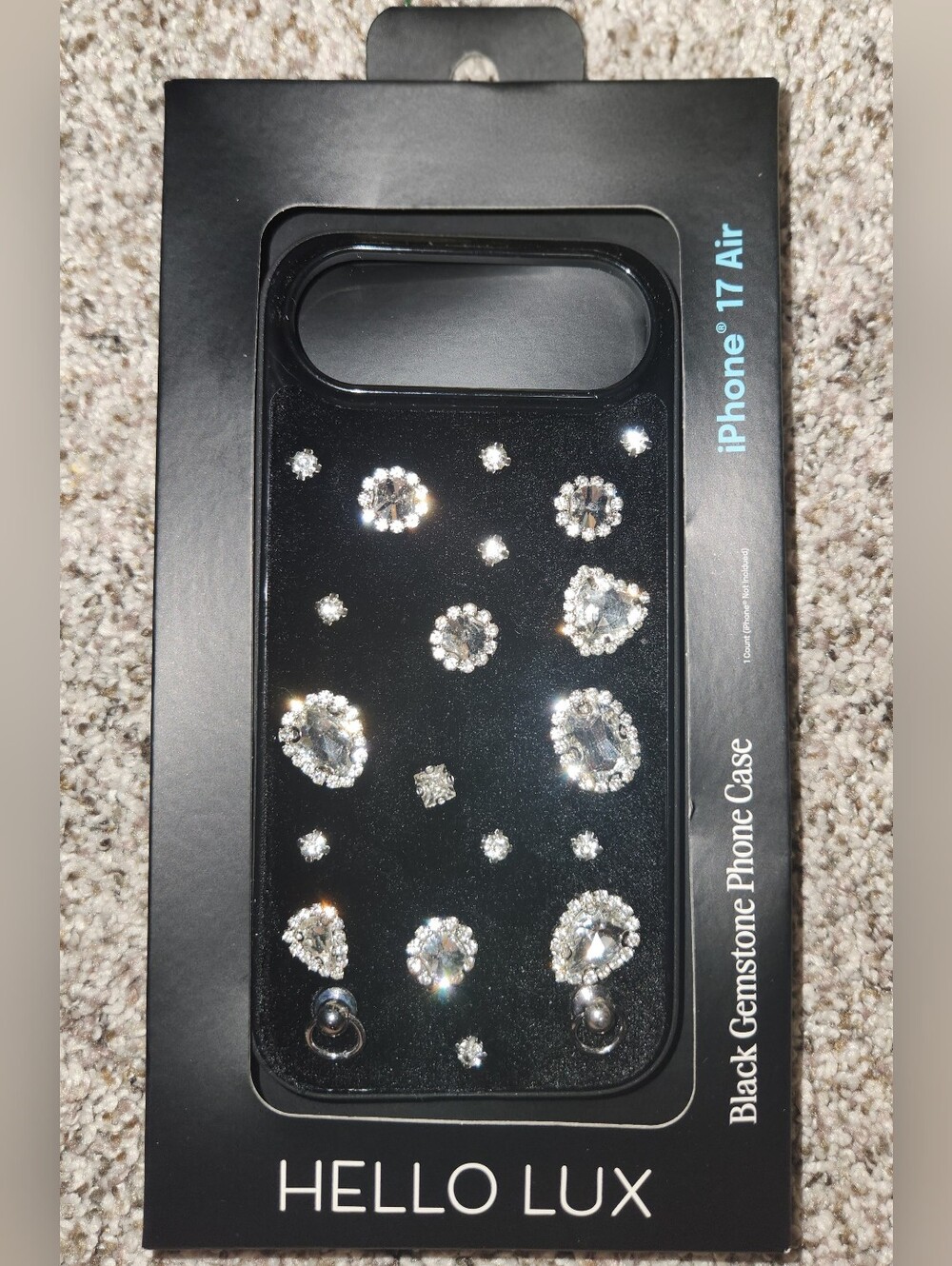 Hello Lux Black Velvet And Gemstone iPhone 17 Air Phone Case **Crossbody Capable